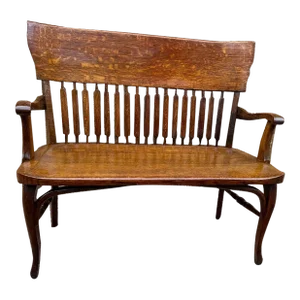 19th Century Antique Arts & Crafts Antique Quartersawn Oak Bench