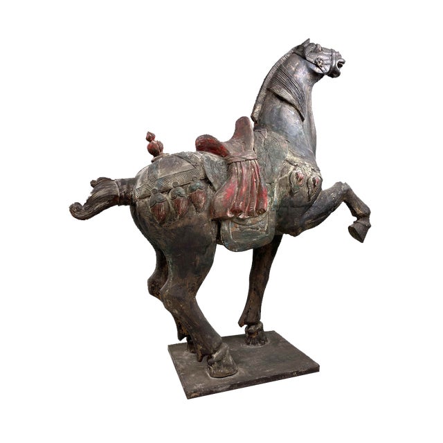 Chinese Artist, Tang Style Wooden Horse, Early 19th Century, Wood & Gesso For Sale