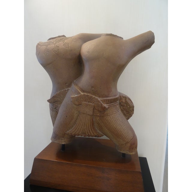 18th or 19th Century Khmer Stature of Warriors on Custom Black Lacquered Pedestal For Sale - Image 11 of 11