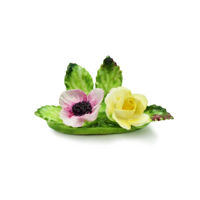 Elevate your table setting with this exquisite early 20th Century hand-Painted colorful flowers dinner table guests name...