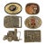 Collection of 6 Vintage Western & Industrial Brass Belt Buckles With Americana Motifs For Sale