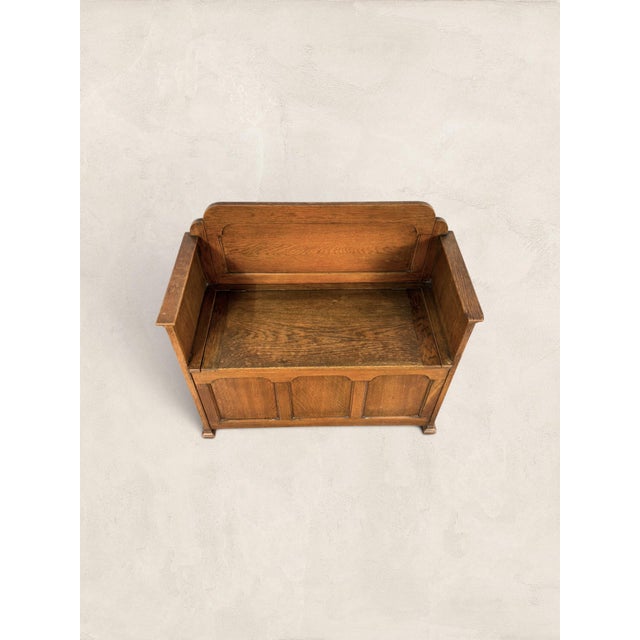 Early 19th Century English Oak Monks Bench With Storage For Sale - Image 4 of 7