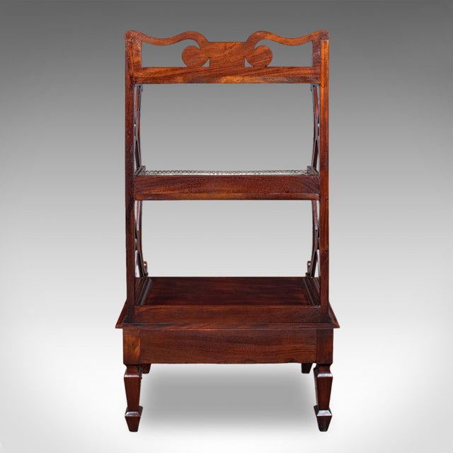 Vintage Waterfall Bookcase, English, Whatnot, Book Shelf Stand, Regency Revival For Sale - Image 4 of 12