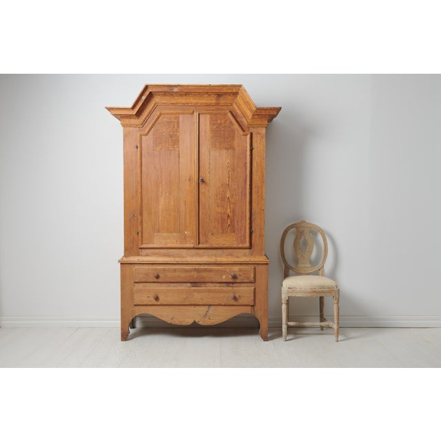 Swedish Folk Art Pine Cabinet For Sale - Image 3 of 17