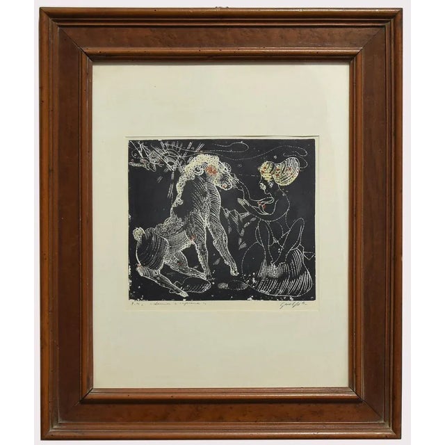 Woman and Goat is an original xilograph realized by Guelfo Bianchini in 1970s\. The artwork is hand signed by the artist....