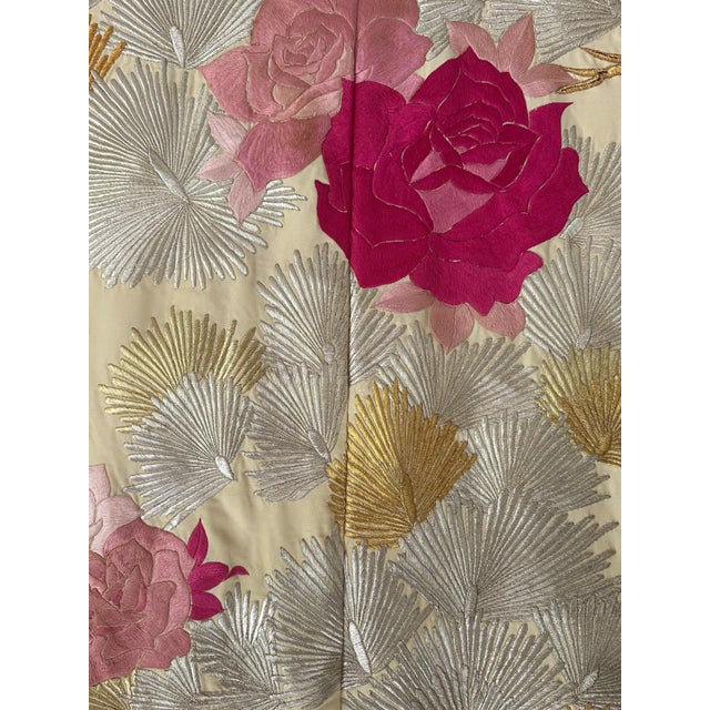 Vintage Japanese Ceremonial Wedding Kimono with Embroidery Designs For Sale - Image 11 of 13