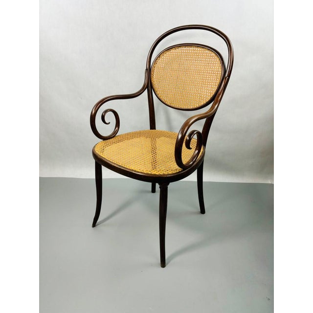 Antique Classical Armchair No. 11 in Bentwood Beech and Cane Seat from Thonet, Vienna, 1868,, 1870 For Sale - Image 12 of 12