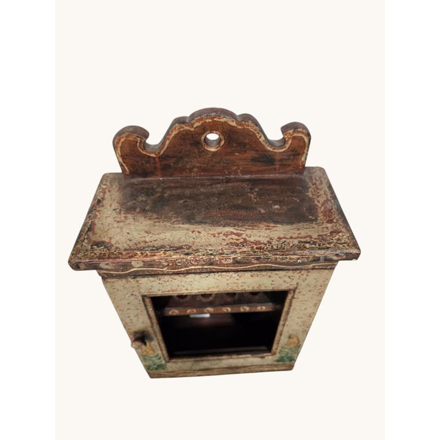 American Antique Folk Art Tobacco Pipe Cabinet With Original Hand-Painted Decoration For Sale - Image 3 of 8