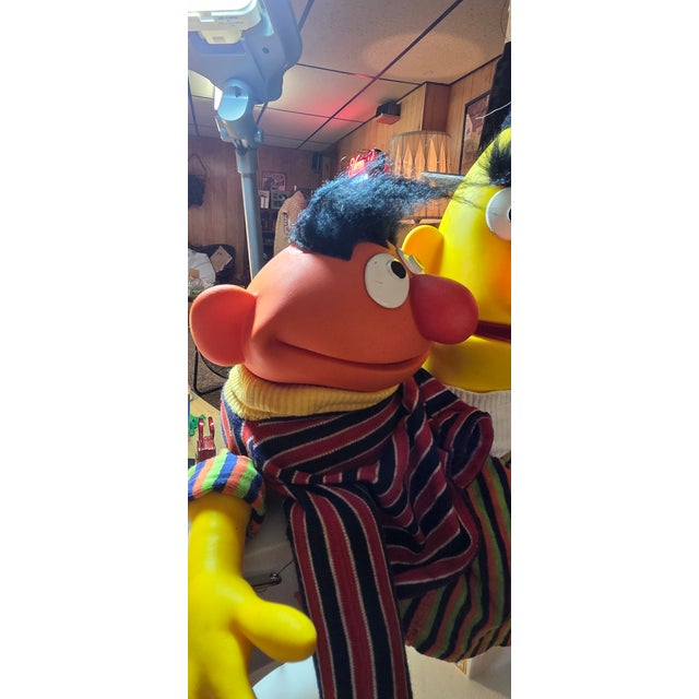 Vintage 1970s Bert and Ernie Hand pupets from sesame street show in emaculent shape.