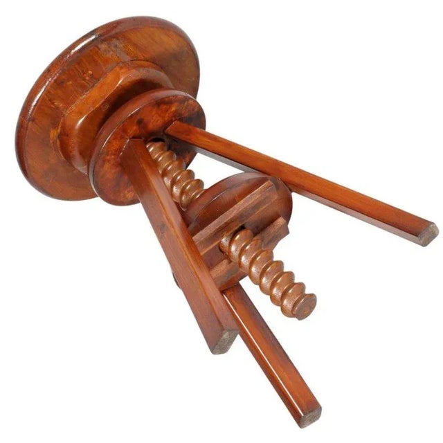 1940s Italian Red Larch Adjustable Tripod Stool, 1930s For Sale - Image 5 of 6