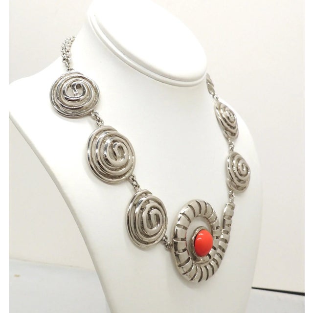 Vintage 1970s Signed Ugo Correani Italy Modernist Cabochon Necklace For Sale In Philadelphia - Image 6 of 8