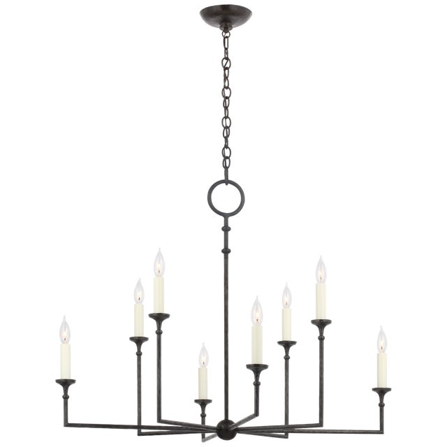 Visual Comfort Chapman & Myers for Visual Comfort Signature Rowen X-Large 8-Light Chandelier in Aged Iron For Sale - Image 4 of 7