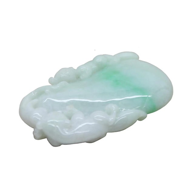 Gemstone Lucky Feng Shui Jade Pendant With Three Pixie Figure Play on Eggplant For Sale - Image 7 of 8