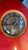 Red Custom Red & Gold Epoxy Resin Clock Table With Sculptural Pedestal Base For Sale - Image 8 of 11