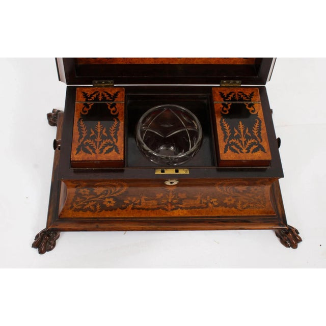 19th Century George IV Gonçalo Alves & Amboyna Marquetry Tea Caddy, 1825 For Sale - Image 13 of 18