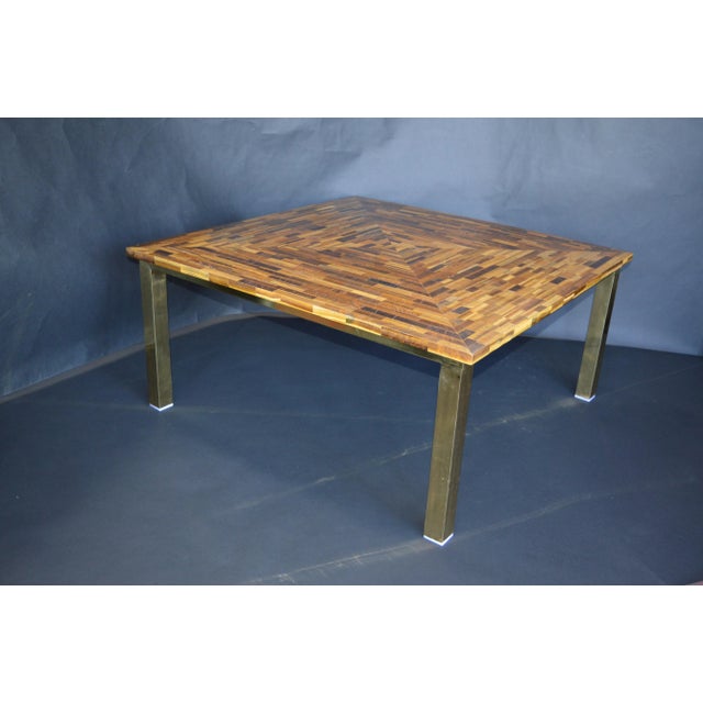 Late 20th Century Custom Square, Tiger's Eye Table With Gold Legs For Sale In Los Angeles - Image 6 of 8