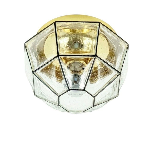 Mid-Century Modern Glass and Brass Ceiling Ligh from Limburg, Germany, 1960s For Sale - Image 13 of 13