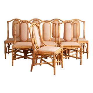 Vintage Italian Bamboo Chairs, 1980s, Set of 8 For Sale