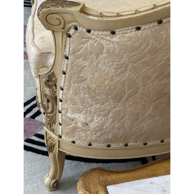 1960s Vintage French Louis XV–Style Carved Sofa Carved Solid Wood Frame For Sale - Image 5 of 9