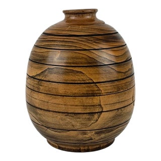 Hand-Turned White Oak Studio Art Vessel, Striped Grain For Sale