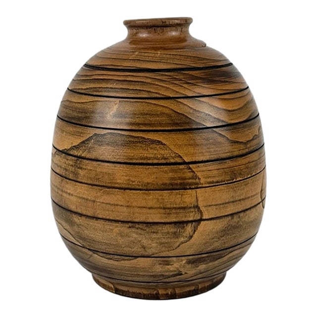 Hand-Turned White Oak Studio Art Vessel, Striped Grain For Sale