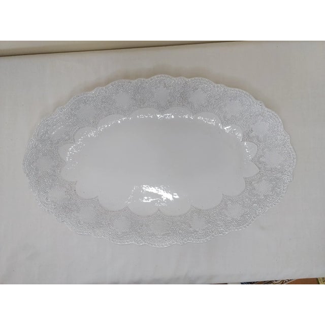 Antique White Contemporary Arte Italica Merletto Lace Platter For Sale - Image 8 of 8