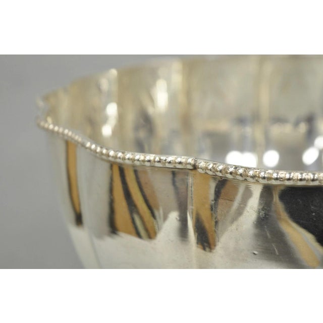 Late 20th Century Regency Style Silver Plated Scalloped Pedestal Punch Bowl Champagne Ice Bucket For Sale In Philadelphia - Image 6 of 16
