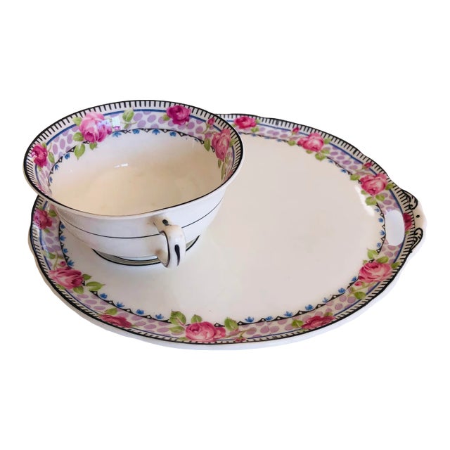 Vintage Paragon Fine Bone China Snack Plate & Tea Cup For Sale