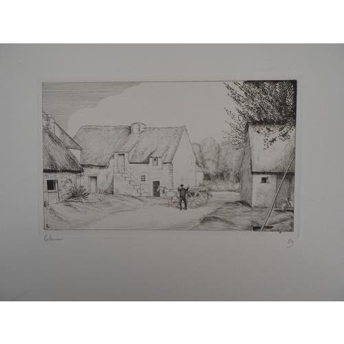 Jean-Emile LABORER The blacksmith's house Original etching Signed in pencil Edition limited to 150 copies On Van Gelder...