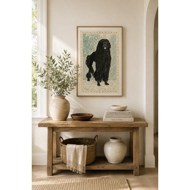 Art Nouveau Atelier Aria Lumae Arts and Crafts Style Black Standard Poodle Dog Silhouette Geometric Lithograph Fine Art Gallery Board Print 18 X 24 For Sale - Image 3 of 15