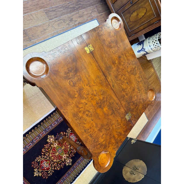 Traditional Antique Game Table/Flip Top Wall Table Burlwood For Sale - Image 3 of 12