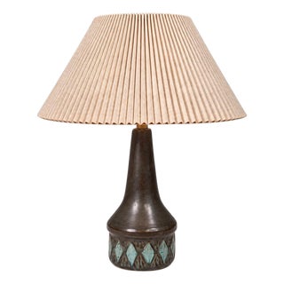 1960s Mid-Century Modern Løvesmose Keramik, Brown and Turqouise CeramicTable Lamp For Sale