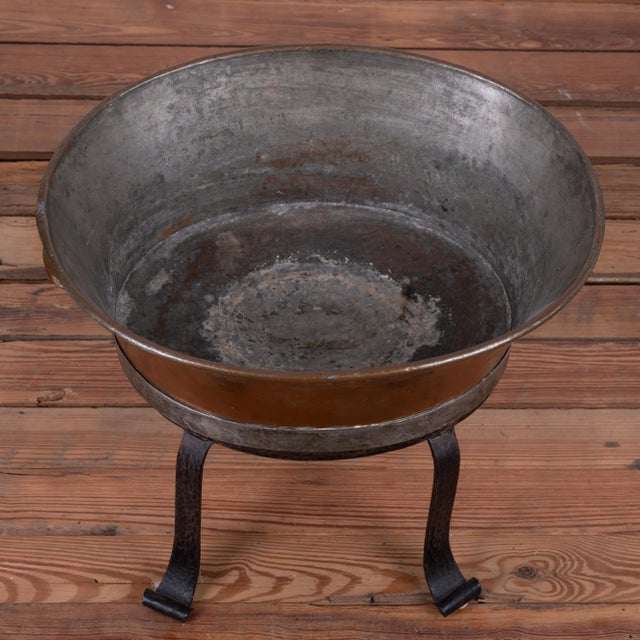 Metal Swedish Copper Washtub on Wrought Stand, C.1890 For Sale - Image 7 of 9