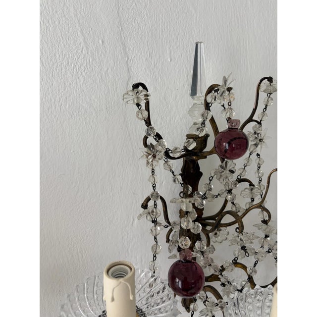 French Amethyst Murano Drops Crystal Prisms Spear Stars Sconces, Circa 1920 For Sale - Image 14 of 14