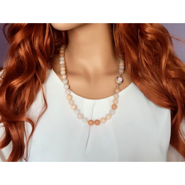 Oregon Peach Opal Beaded Necklace by Noblesse Oblige Studio, 24.5" For Sale - Image 9 of 11