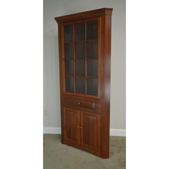 Hand Crafted Solid Cherry Wood Country Style Corner Cabinet By
