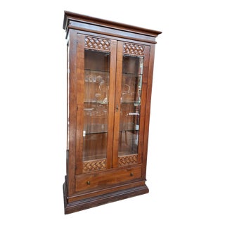 Arte Povera Style Wood and Cut Glass Display Cabinet, Piedmont, Saluzzo, 1960s For Sale