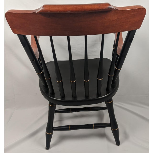 Black Vintage Yale University Windsor Armchair With Lux Et Veritas Crest – Collegiate Library Chair For Sale - Image 8 of 16