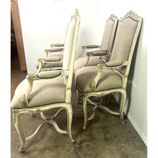Set of Four French Louis XV Painted Dining C. 1900 For Sale In Los Angeles - Image 6 of 18