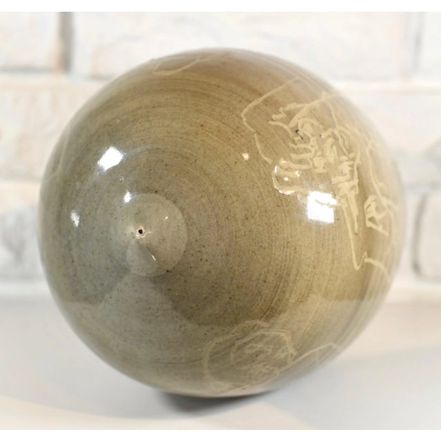 Mid Century Studio Pottery Signed Closed Form Caveman Vase For Sale - Image 9 of 13