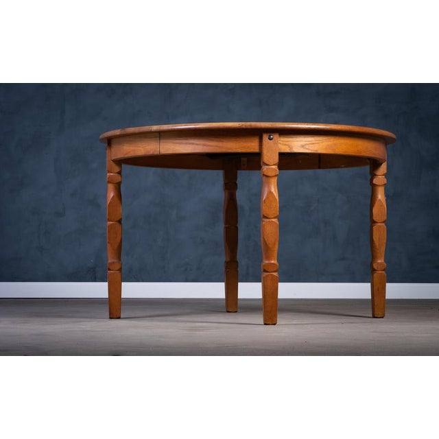 Brutalist Oak Dining Table by Henning Kjærnulf, 1970s For Sale - Image 3 of 11