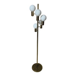 Vintage 1970s Mid-Century Modern Sonneman “Waterfall” Cascading Globe Floor Lamp in Brass For Sale
