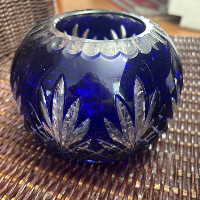 Cobalt Cut to Clear Bohemian Rose Bowl. This bowl is gorgeous in a striking cobalt color. This type of work is very...