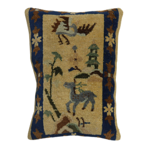Zabihi Collection Large Chinese Pictorial Goat Rug Pillow