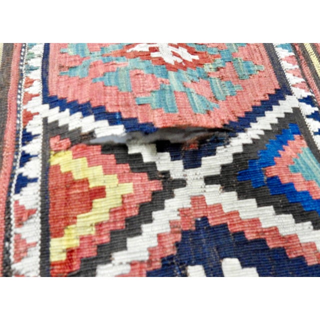 19th Century Antique Handwoven Turkish Kilim Carpet Runner For Sale - Image 9 of 11