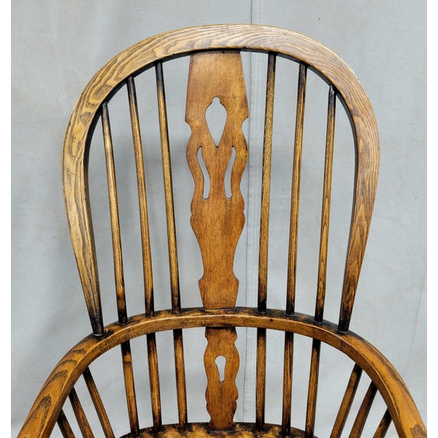 Wood Vintage English Oak and Elm Windsor Chairs - A Pair For Sale - Image 7 of 14