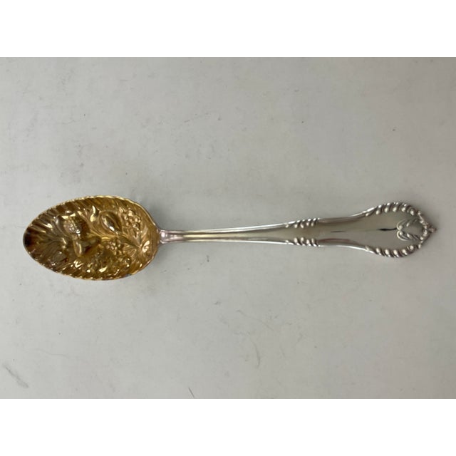 Metal 1980s Silver Berry Spoon Partly Gilt , Chesterfield. For Sale - Image 7 of 14