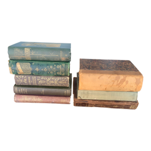 Antique Books in Green, Brown & Gold- Set of 8
