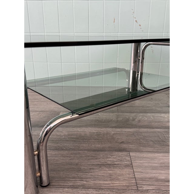 Italian Coffee Table in Chromed Steel and Smoked Glass, 1970s For Sale - Image 12 of 13