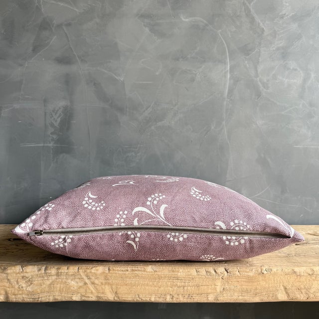 Carolina Irving Mimosa Viola Pillow With Brass Zipper Down Insert 22" X 22" For Sale In Los Angeles - Image 6 of 7